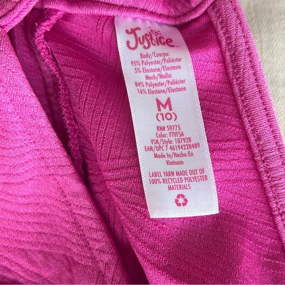 Justice Girls’ Medium 10 Pink Textured Fit & Flare Sleeveless Dress Back Zip - Picture 6 of 6